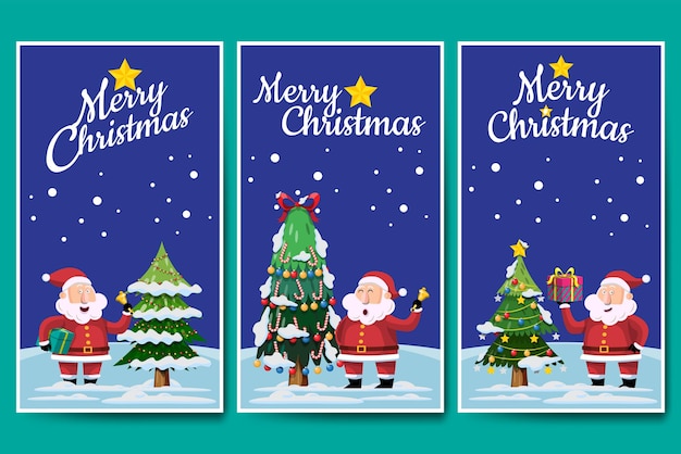 Santa claus con conjunto de banner de árbol de Navidad