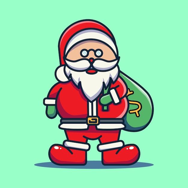 Vector santa claus dando dinero bolsa de monedas para regalo de navidad