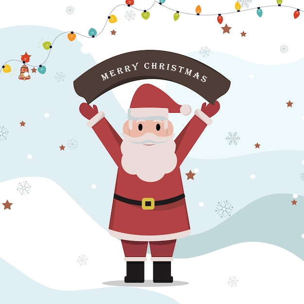 Santa Claus dando un regalo para una feliz Navidad fondo diseño plano feliz año nuevo