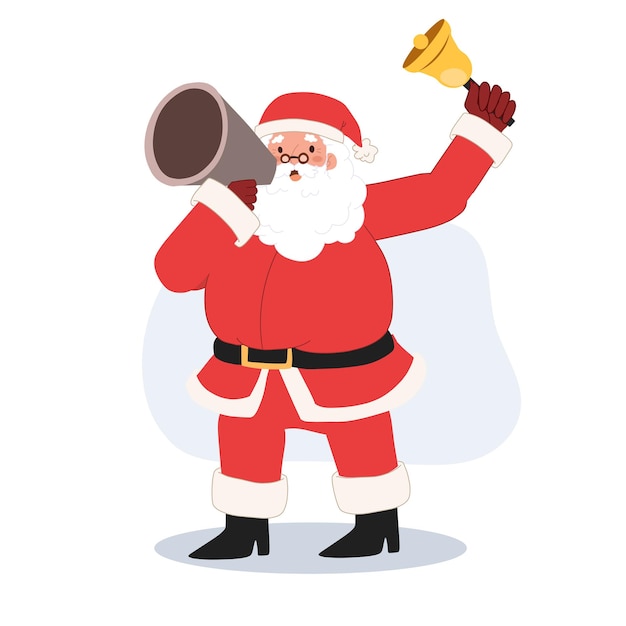 Santa claus está usando anuncio de megáfono Venta de invierno Ilustración vectorial