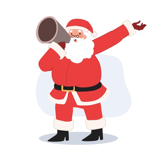 Santa claus está usando anuncio de megáfono Venta de invierno Ilustración vectorial