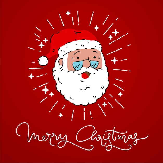 Santa claus con flash luz brillo signo vector feliz navidad caligrafía tipografía desi