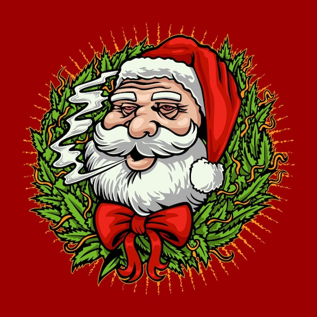 Santa claus fumando hierba marihuana navidad