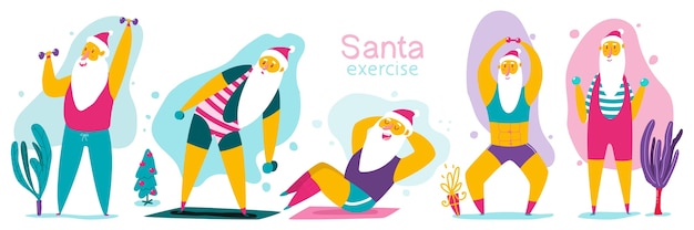 Santa claus haciendo fitness