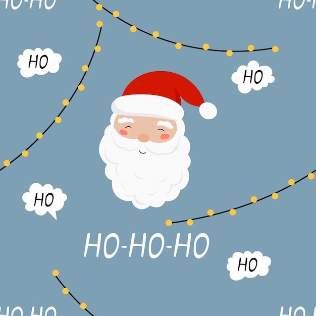 Santa Claus Ho Ho Ho patrón sin costuras Fondo vectorial para diseños de Navidad y Año Nuevo