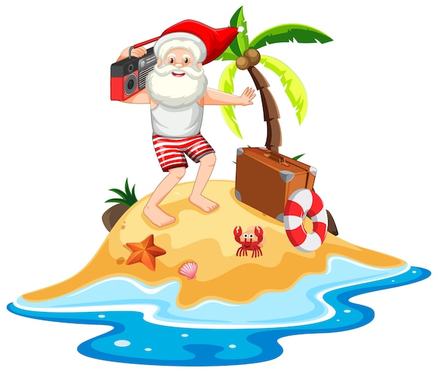 Santa claus en la isla de la playa para navidad de verano