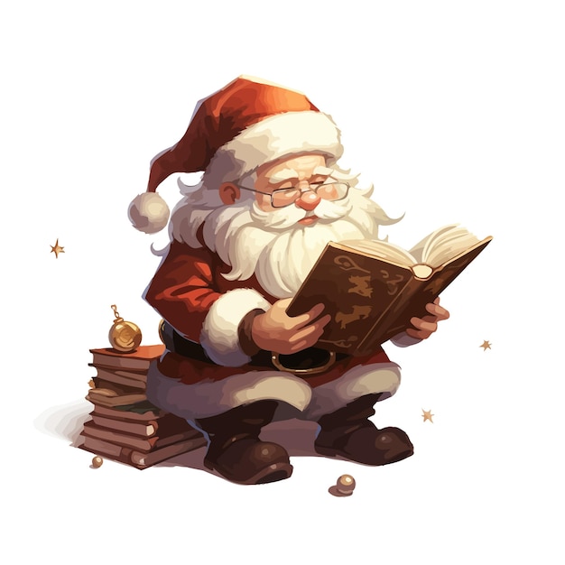 Vector santa_claus_learning_list_of_gifts_vector