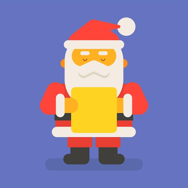 Vector santa claus se para y lee la carta. carácter vectorial. ilustración vectorial