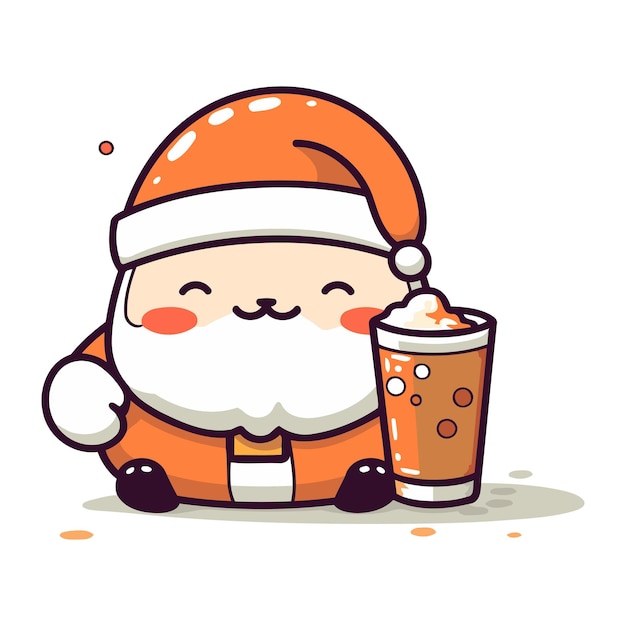 Santa Claus lindo con una taza de café Ilustración vectorial