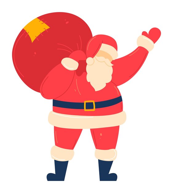 Santa Claus llevando un gran saco rojo fiesta alegre aislado fondo blanco alegre Santa