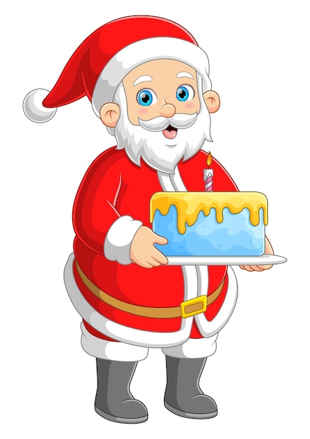 Santa claus llevando pastel de cumpleaños