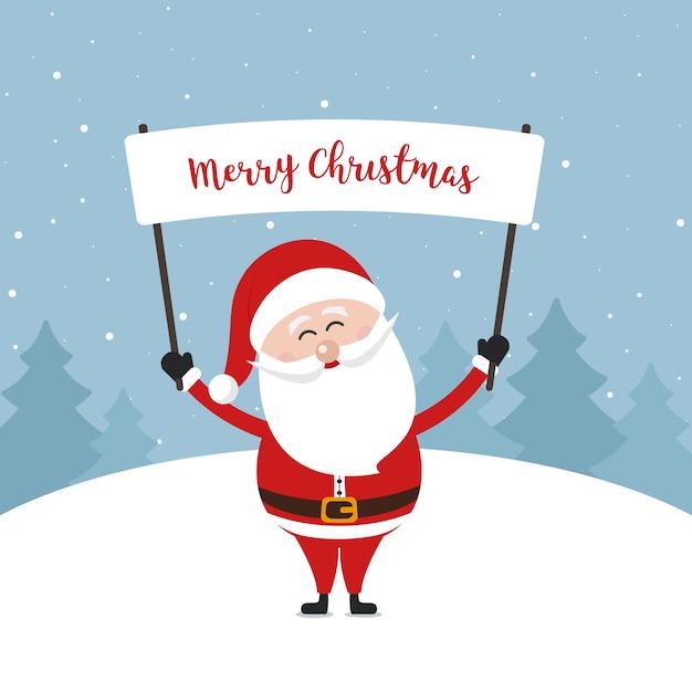 santa claus, mantenga, bandera, muestra, actuación, navidad, texto, gretting, invierno, paisaje, fondo