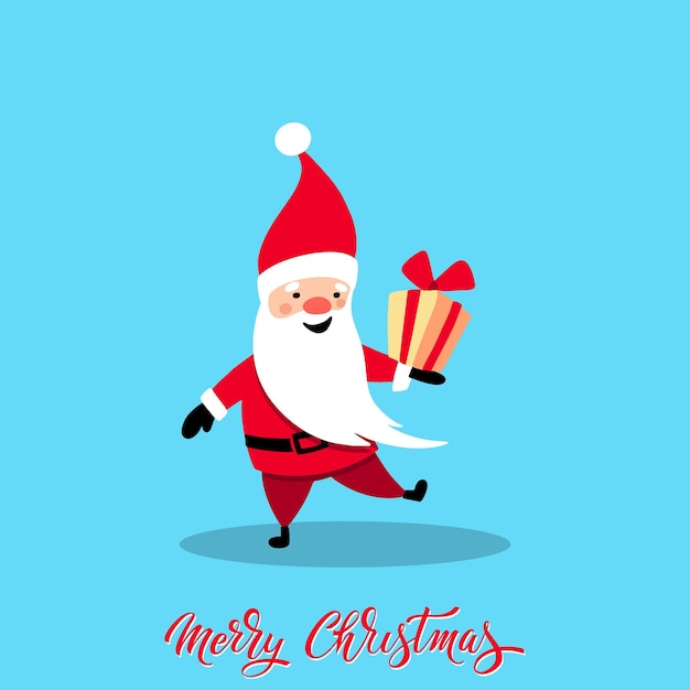 Santa Claus para Navidad y Año Nuevo Santa con un regalo Alegre dibujado a mano santa Ilustración vectorial