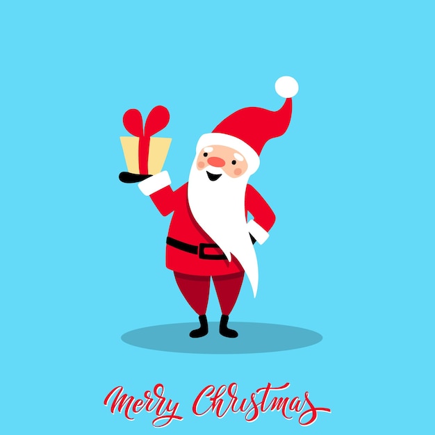 Santa claus para navidad y año nuevo santa con un regalo alegre dibujado a mano santa ilustración vectorial