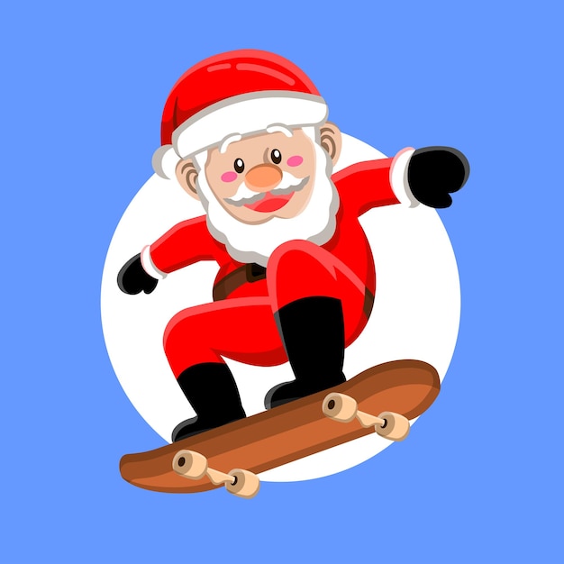 Santa Claus skateboarding vector illsutration