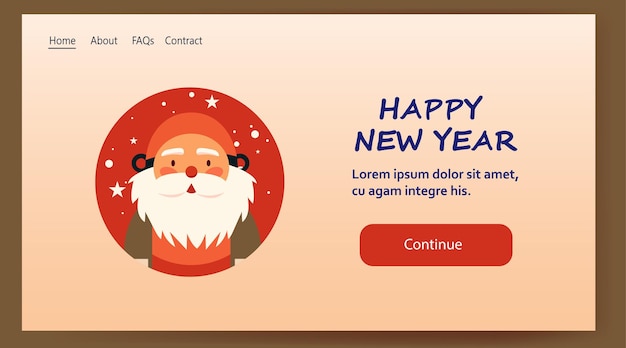 Santa Claus en sombrero avatar víspera de Navidad vacaciones feliz año nuevo celebración plantilla de copia horizontal espacio vector ilustración