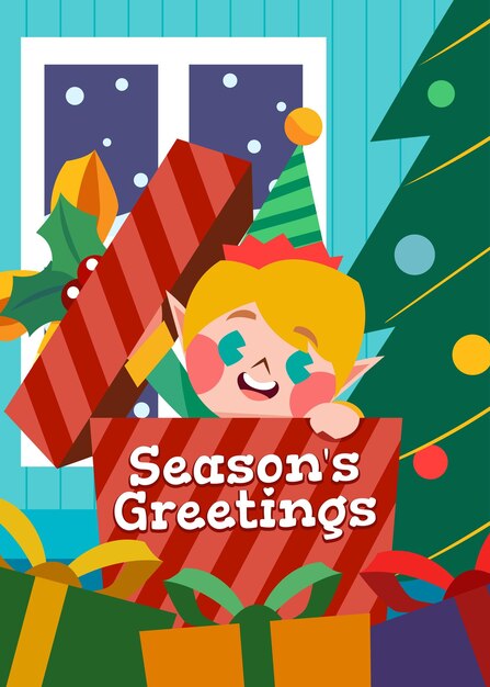 Santa Claus y sus ayudantes Tarjetas de felicitación