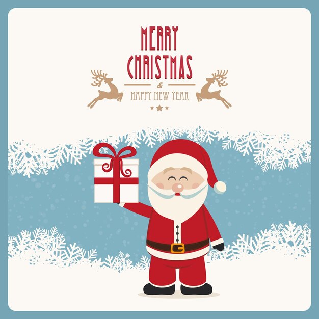 Santa Claus tiene regalo Feliz Navidad Vintage de invierno