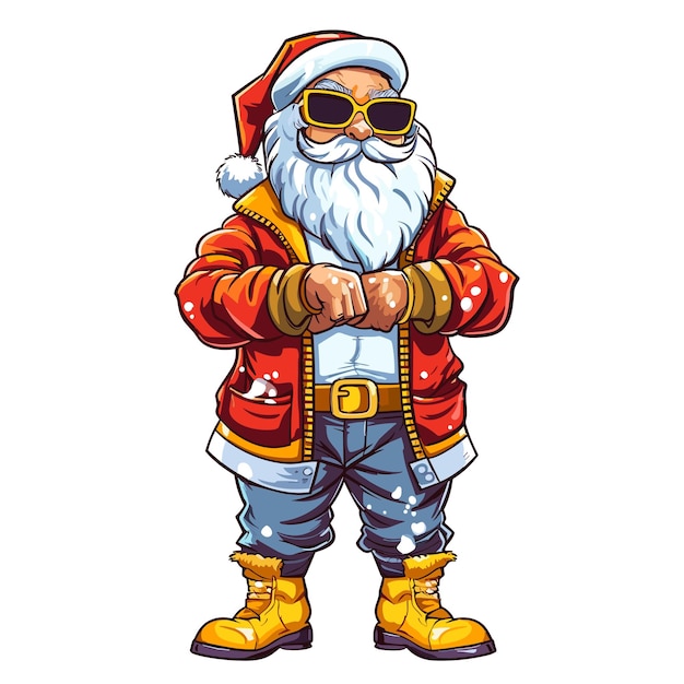 Santa claus tiene regalos estilo de dibujos animados vector de alta definición