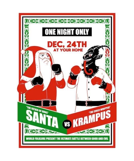 Vector santa contra el krampus