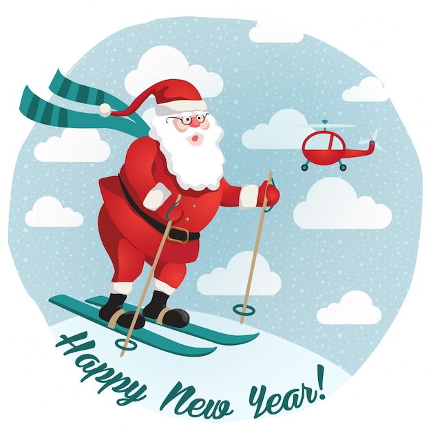 Santa esquiando