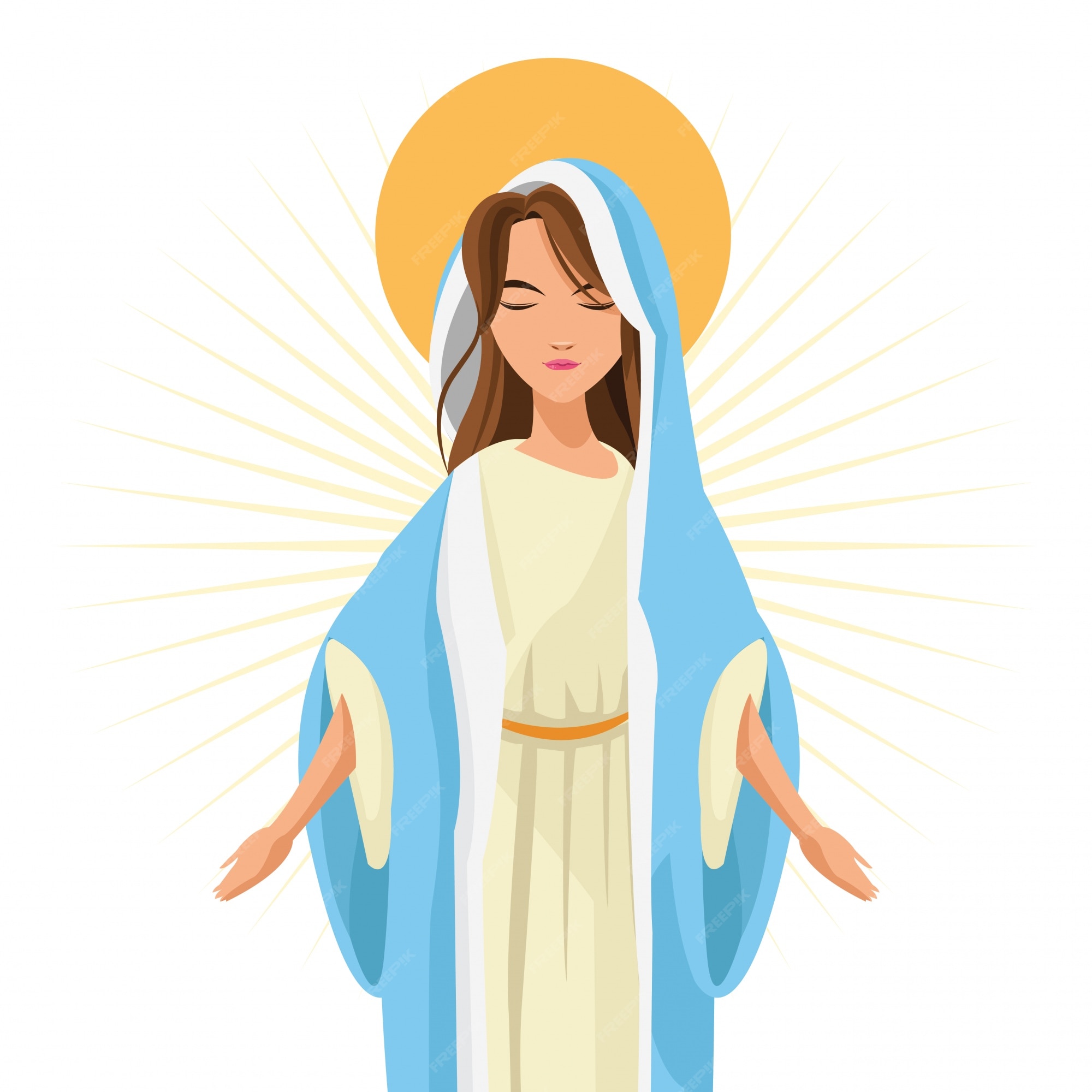 Santa maría mujer niña dibujos animados religión santo icono | Vector  Premium