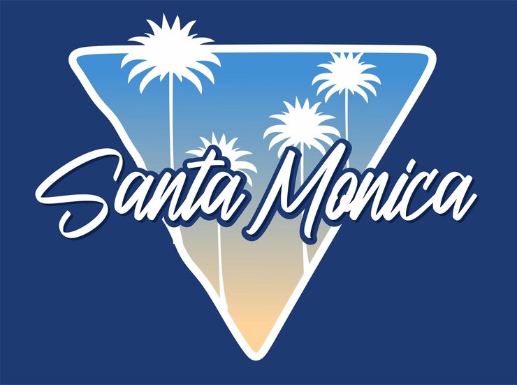 Vector santa mónica california con la silueta de una palmera