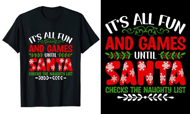 Santa revisa la lista traviesa Tipografía navideña Diseño de camiseta