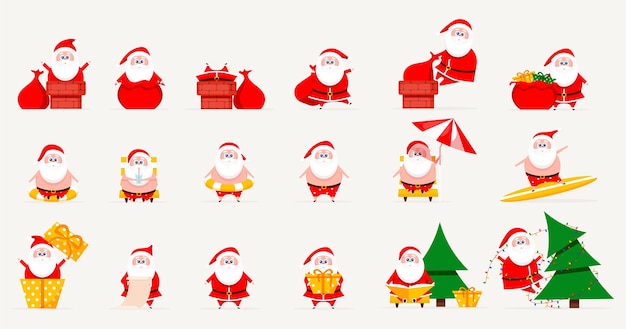 Vector santa set colección de navidad