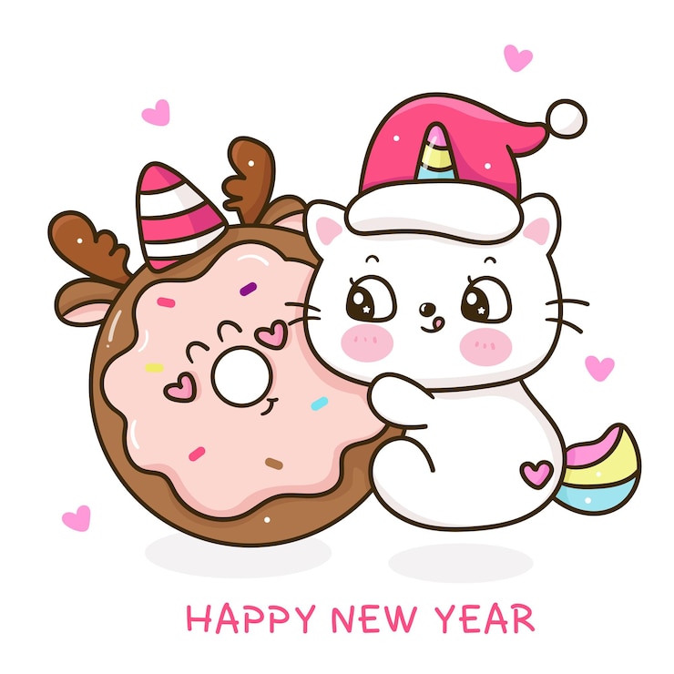Vector santa unicornio gato y reno animal de navidad