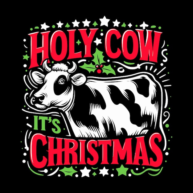 Santa vaca es la camiseta de Navidad Vector de diseño