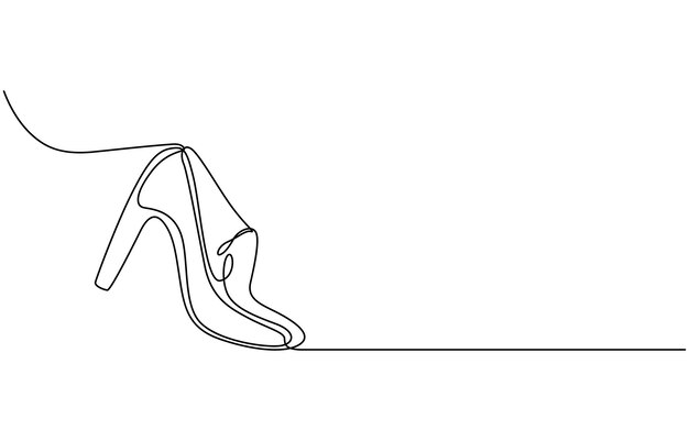 Sapatos de tacón alto Icono de línea continua Esbozo de mano elegante zapatos de taco alto para mujeres