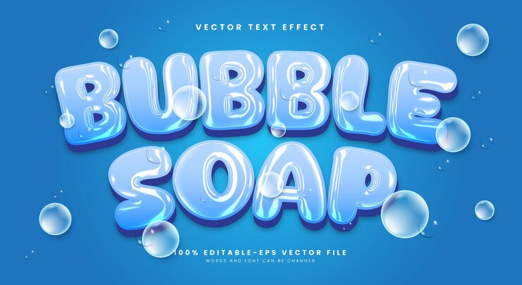 Vector sapon de burbuja 3d efecto de texto editable plantilla adecuada para el estilo cromo