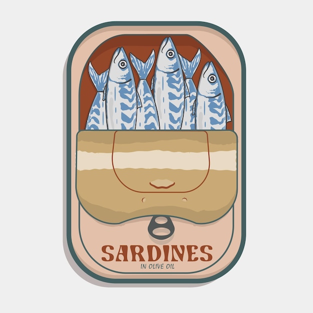sardinas enlatadas Icon vector Ilustración Icon de alimento para animales Isolado