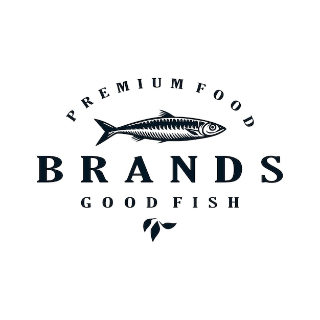 sardinas pescado diseño de logotipo vintage ilustración de plantilla vectorial