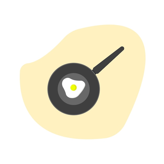 sartén con huevos revueltos artículos de cocina estilo plano