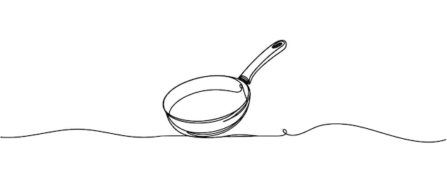 sartén en una línea Gráficos vectoriales dibujo de una línea de una sartén
