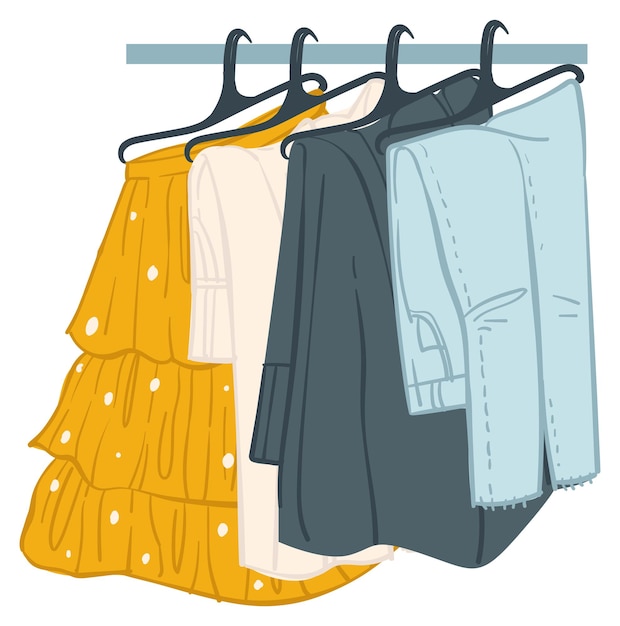 Sartenes de pantalones y faldas de ropa inferior en la rejilla