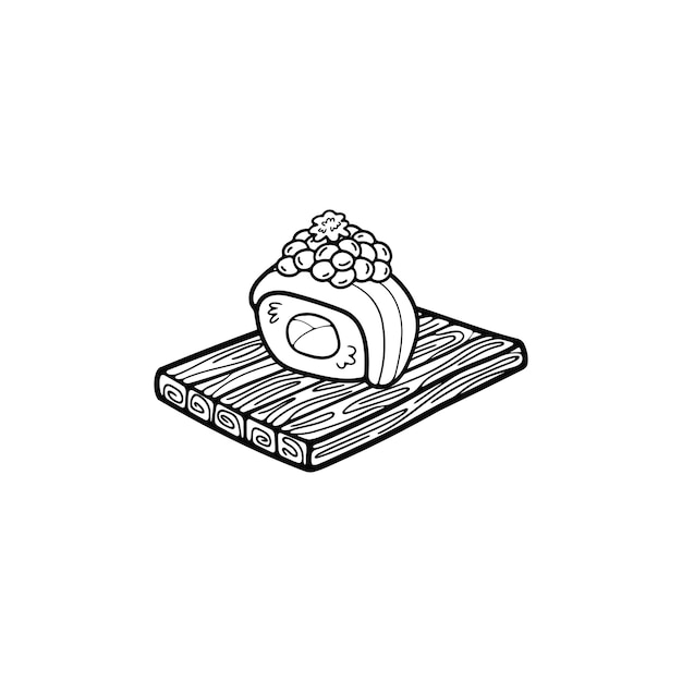 sashimi aislado blanco y negro sushi comida japonesa ilustración de estilo plano