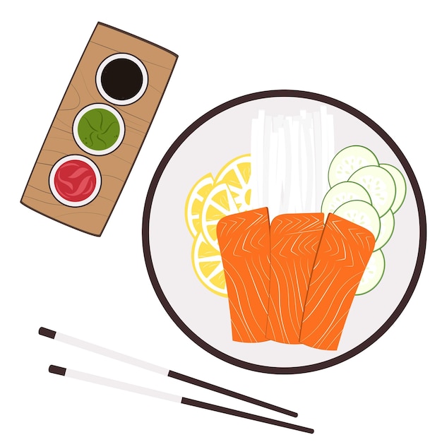 Vector sashimi. comida asiática.