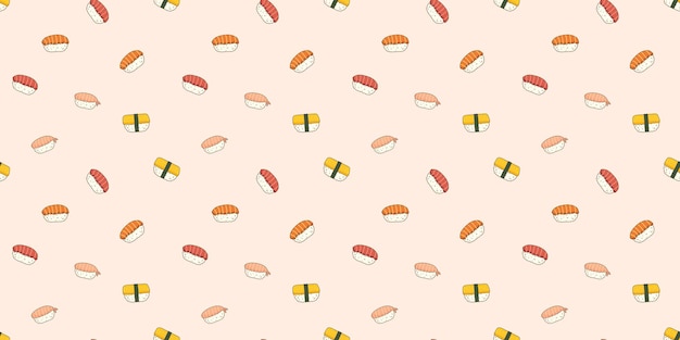 Sashimi Comida Japonesa Patrones Sin Fisuras Diseño Plano Doodle