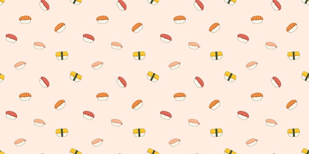 Sashimi comida japonesa patrones sin fisuras diseño plano doodle