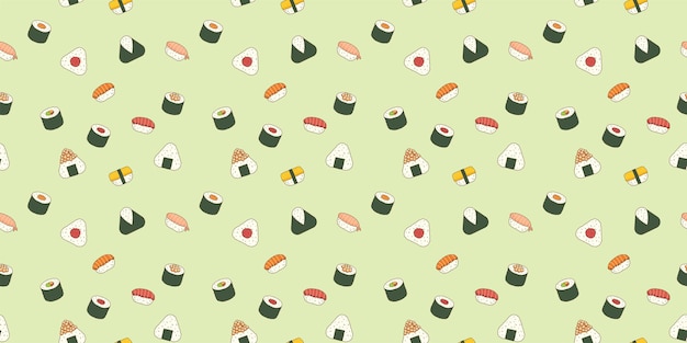 Sashimi Comida Japonesa Patrones Sin Fisuras Diseño Plano Doodle