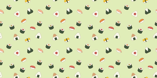 Sashimi comida japonesa patrones sin fisuras diseño plano doodle