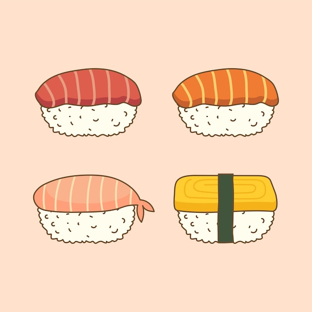 Sashimi Dibujos Animados Doodle Deliciosa Comida Japonesa