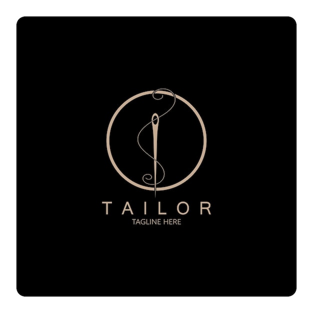 Sastre logo icono ilustración plantilla combinación de botones para hilo de ropa y máquina de coser para prendas de vestir diseño de productos empresas de convección moda en forma de vector