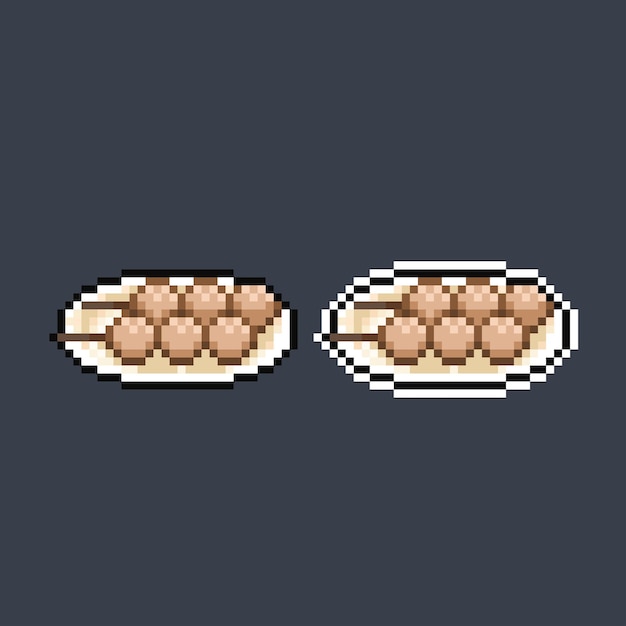 satay de albóndigas en estilo pixel art