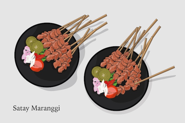 Satay maranggi en un plato comida asiática sate comida tradicional asiática