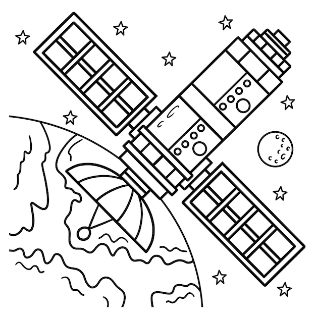  Satélite espacial página para colorear para niños