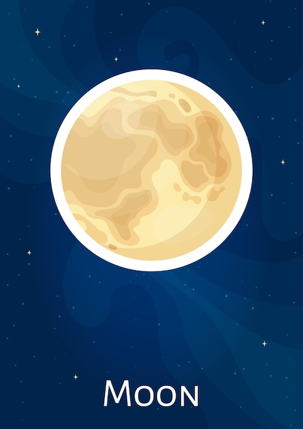 Satélite espacial plano Diseño gráfico de la Luna Sticker dibujos animados Cuerpo celeste concepto de arte parche cómico